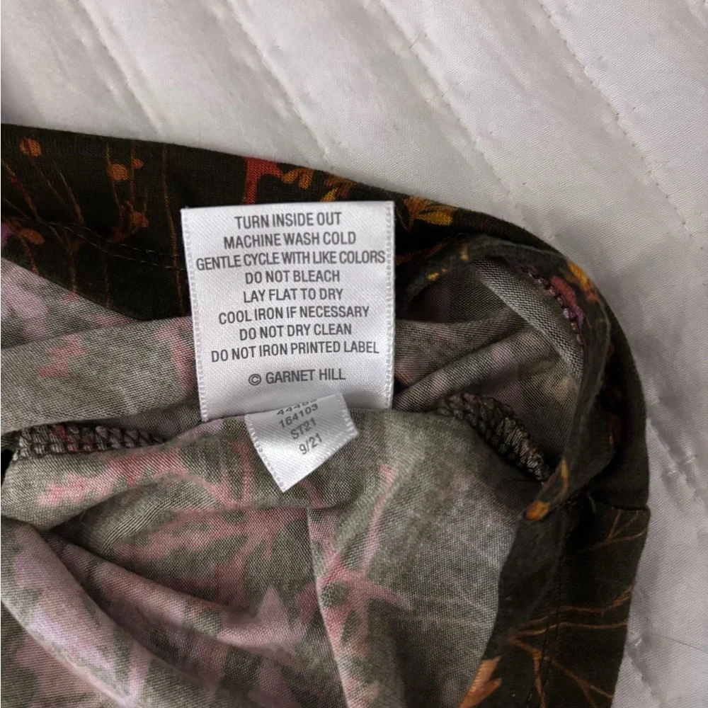Garnet Hill Floral Print 3/4 Sleeve Peasant Blouse